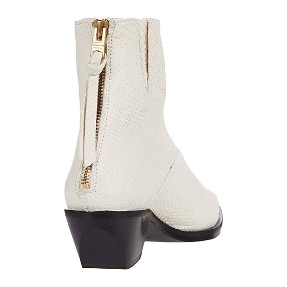 ALL SAINTS LENORA SNAKE EMBOSSED LEATHER WHITE BOOTIES NWT SZ 9 - Picture 9 of 10